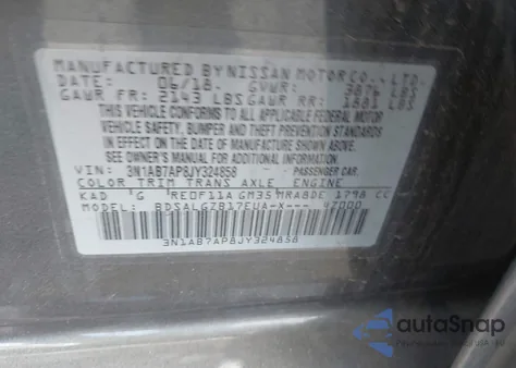 2018 Nissan Sentra Sl из США, поврежденный, VIN 3N1AB7AP8JY324858